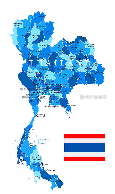 04 -泰国-蓝点孤立